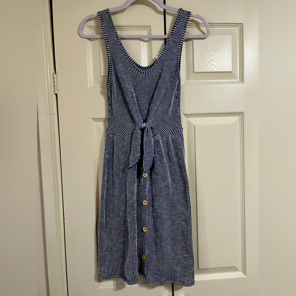 S Blue/ white striped short dress/shirt